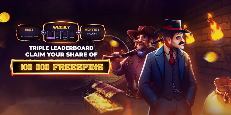 Triple leaderboard with 100 000 free spins