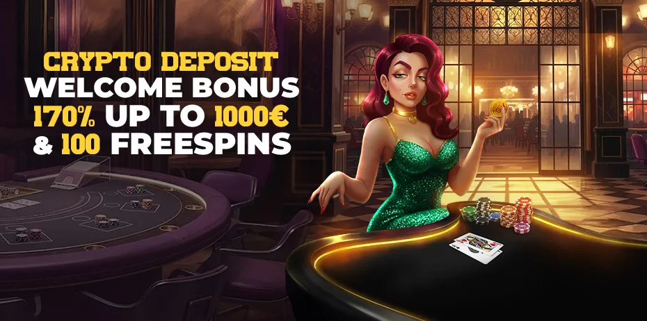 170% Crypto Deposit Bonus up to 1,000 €/$ + 100 Free Spins